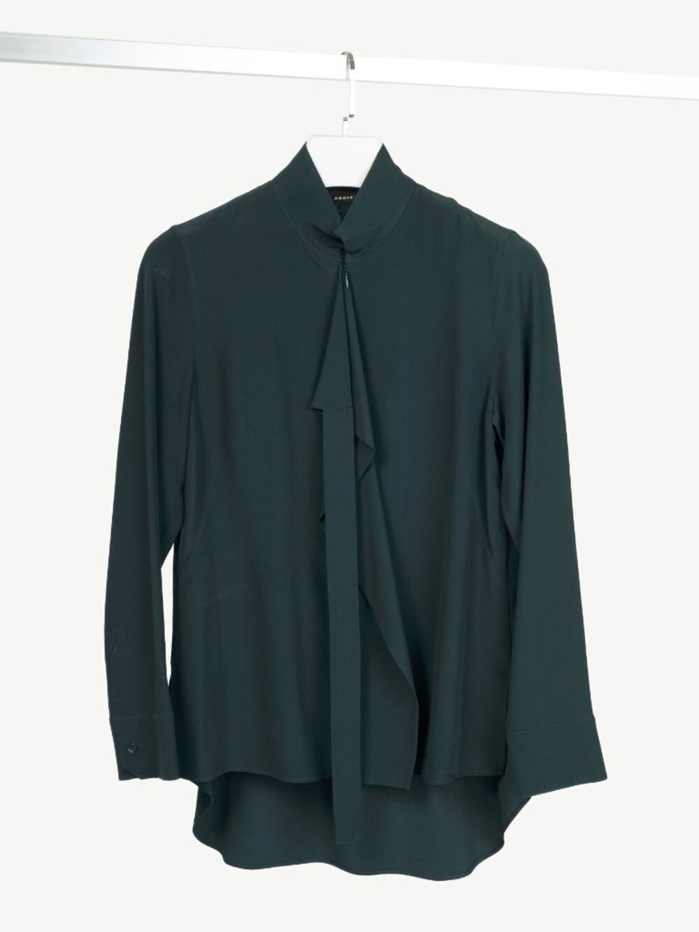 Akris Green Silk-Crepe Draped Blouse